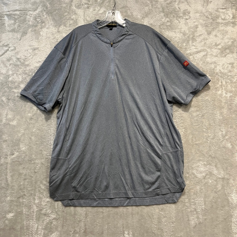 McDonalds 1/4 Zip Polo Shirt Mens XL Grey Logo Active Employee Work Blade Collar